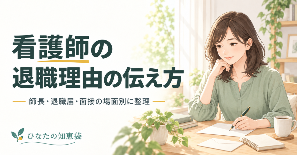 看護師の退職理由の伝え方|師長・退職届・面接の場面別に整理