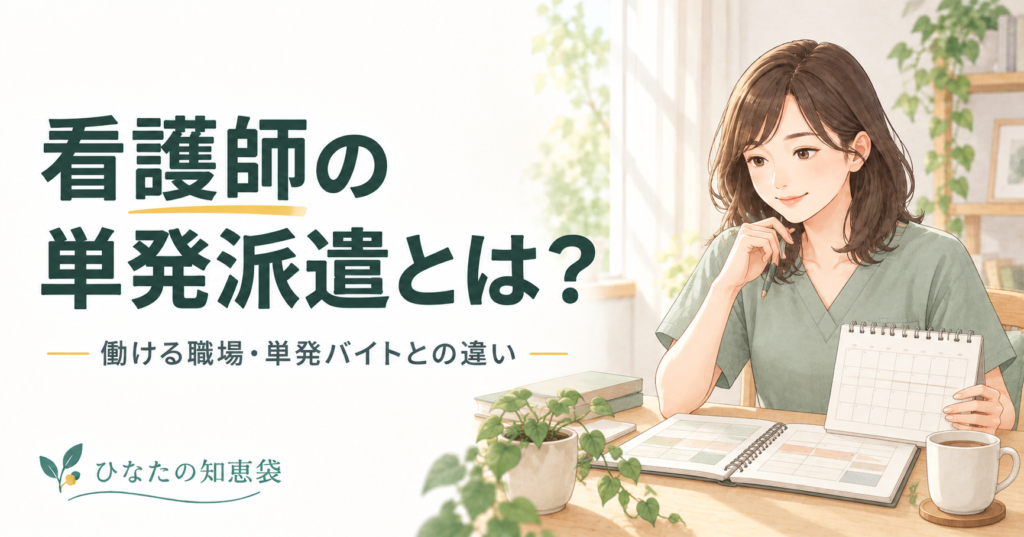 看護師の単発派遣とは?|働ける職場・単発バイトとの違い